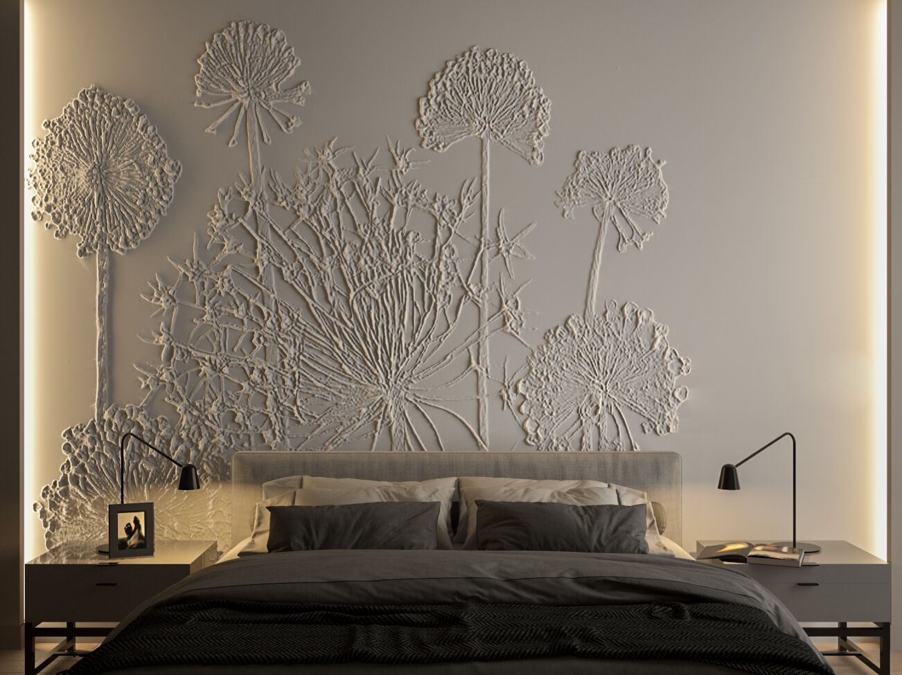 Трехмерная декоративная гипсовая панель WallDeco DANDELIONS ARCH-00137208