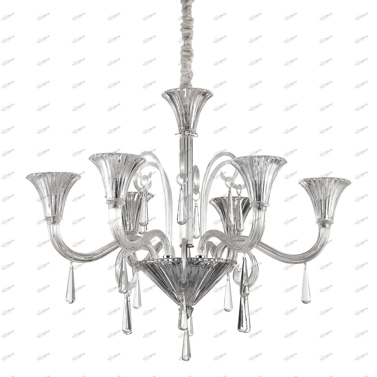 Подвесная люстра Ideal Lux Santa SP6 IDEAL LUX ДИЗАЙНЕРСКИЕ, SANTA TRANSPARENTE 057424 Хром 