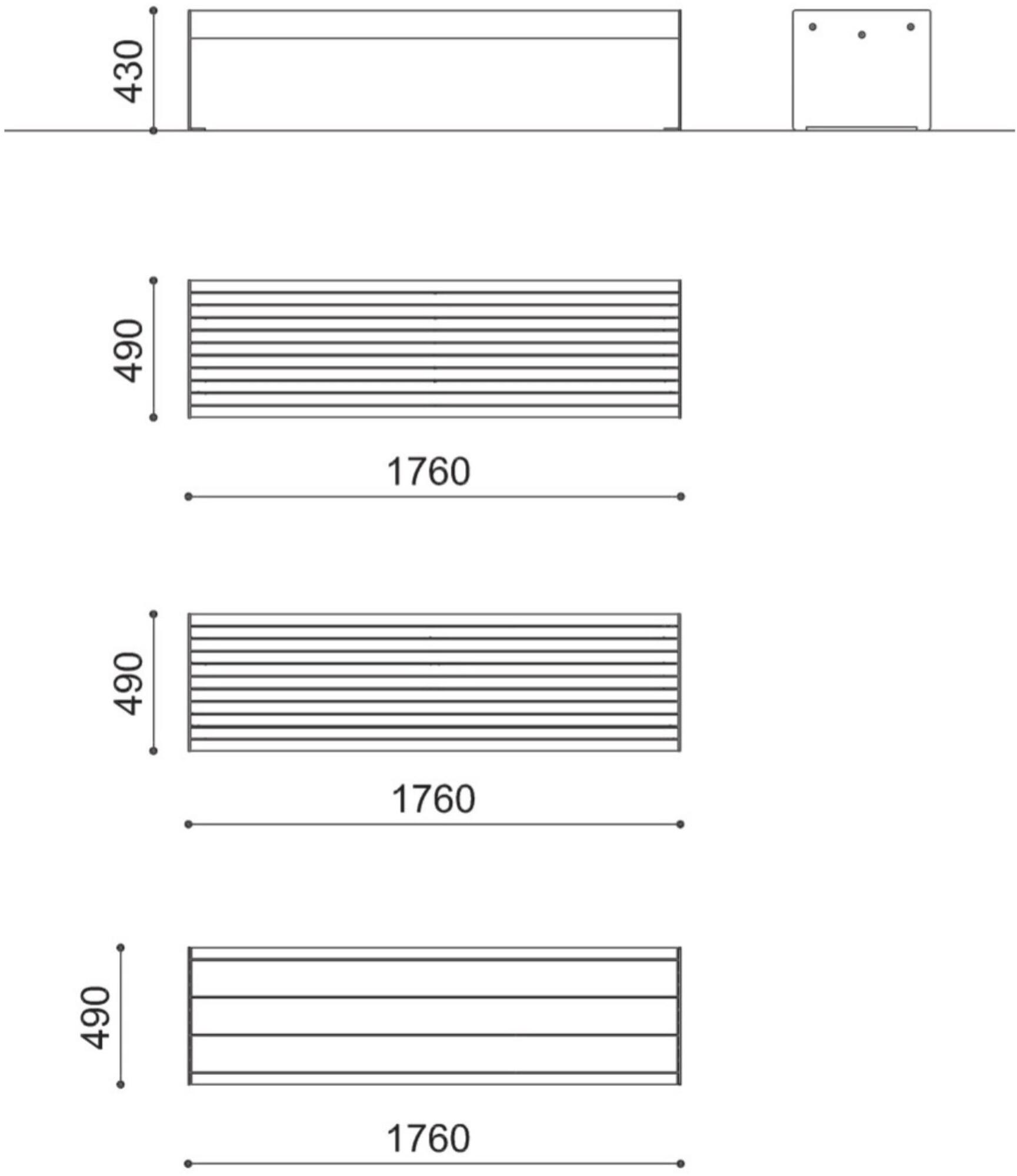 City Design Скамья из стали и дерева без спинки Lena Lena pw - Вид №4