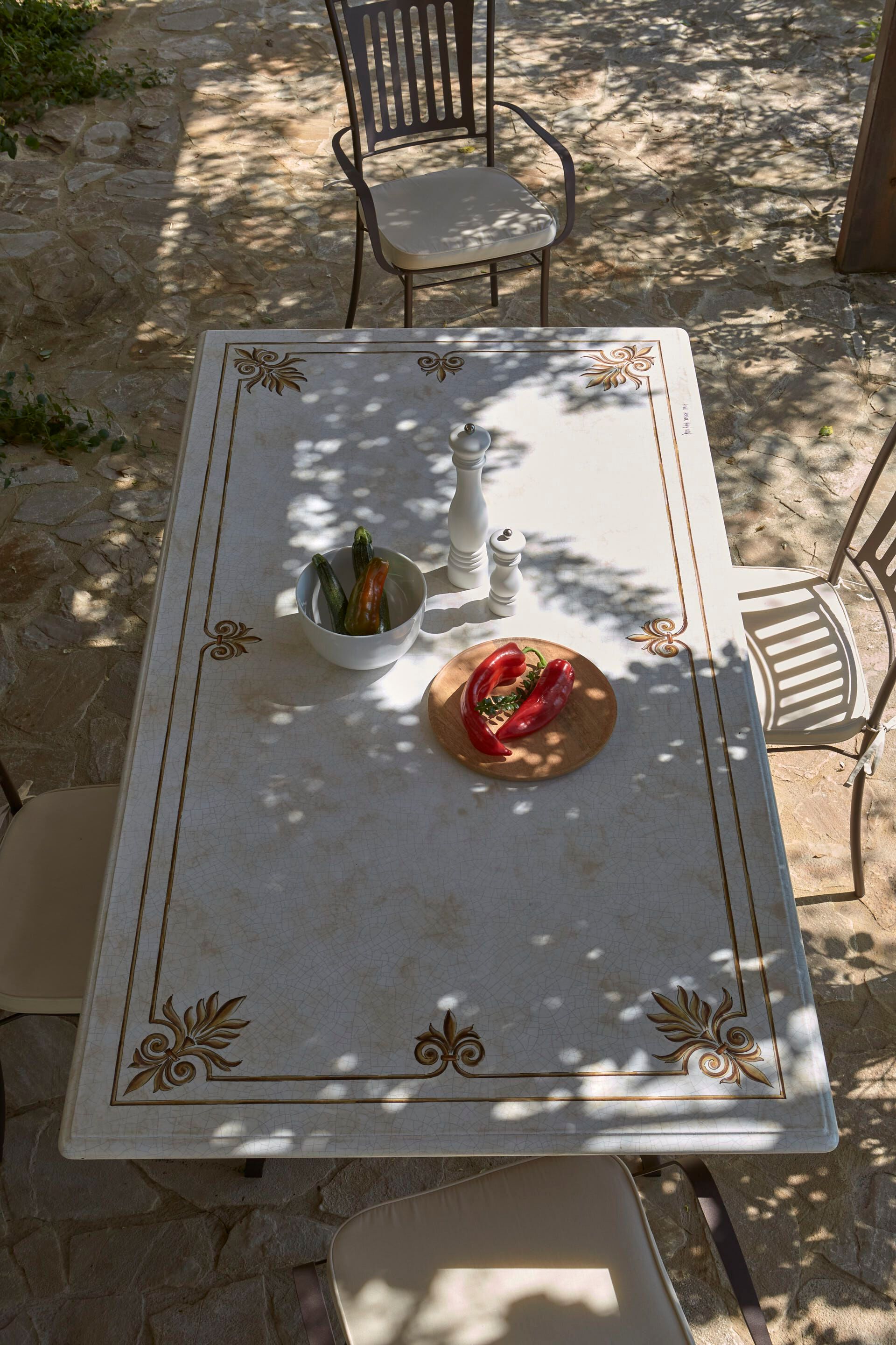 Садовый стол из фаянса и нержавеющей стали DOMIZIANI классический ARCH-00024586 - Вид №1