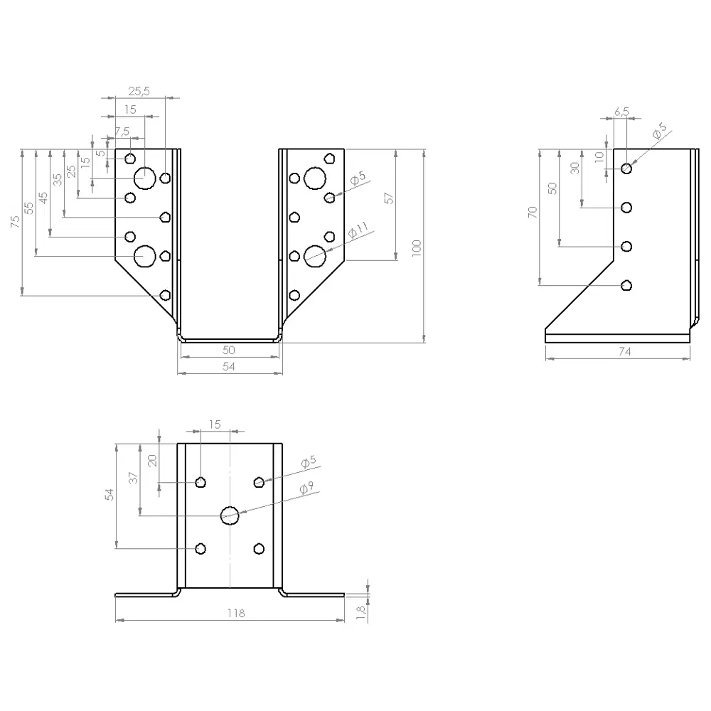 Опора бруса раскрытая OBR R 50x100x1.8 мм 83861169 STLM-2125949 Santreyd  - Вид №4
