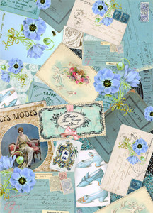 007407 Декупажная карта 21 x 29.7 см "Голубой коллаж мини" Чип-Арт