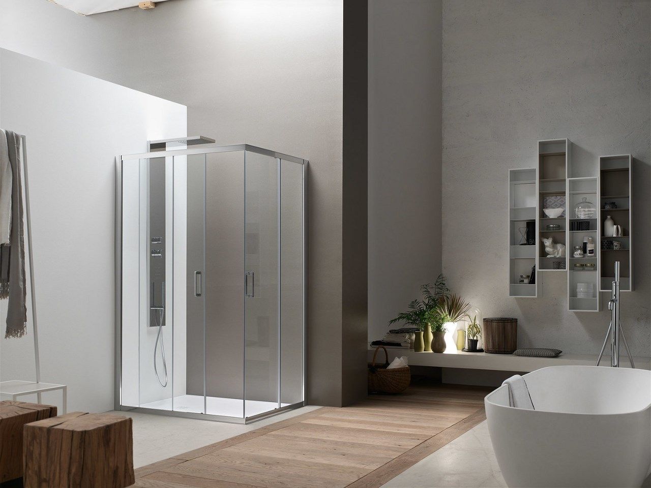 Стеклянная угловая душевая кабина с раздвижной дверью ARCOM A6 ARCH-00054832