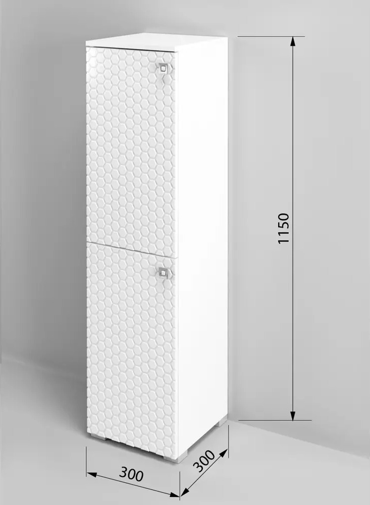 91617155 Шкаф для ванной Regent Style Соната 2д правый напольный 30x115см цвет белый STLM-0994536