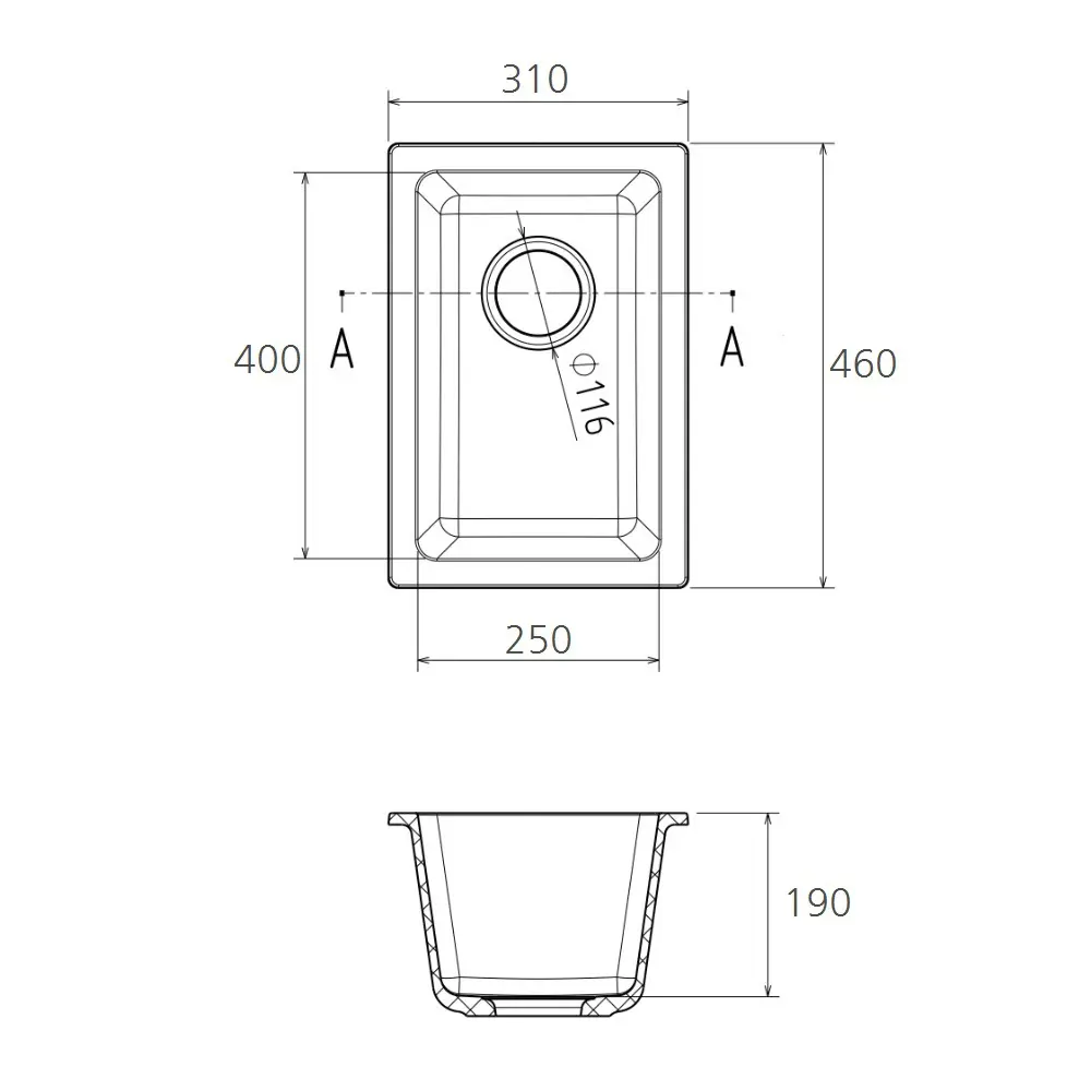 Кухонная мойка DELINIA кварцевая врезная 31×46 см белая 87797483 Мойка врезная STLM-1399587 - Вид №7
