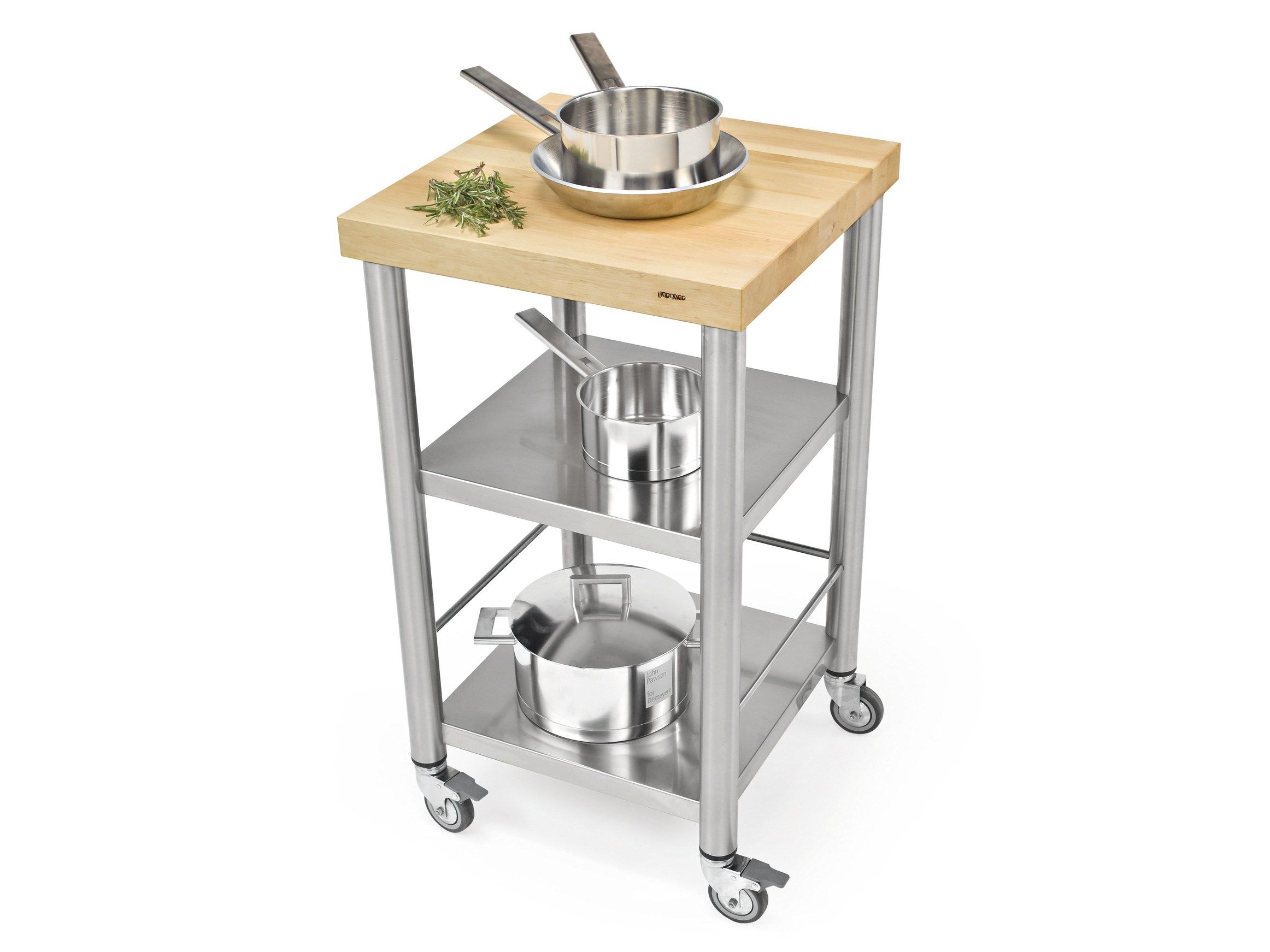 Кухонная тележка из нержавеющей стали и дерева JOKODOMUS Auxilium ARCH-00067155