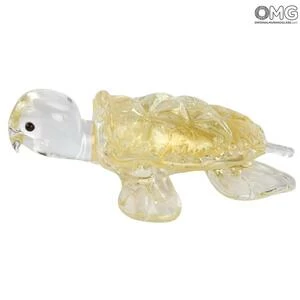 4464 ORIGINALMURANOGLASS Фигурка Золотая Черепаха - Коллекция животные - муранское стекло OMG 7 см