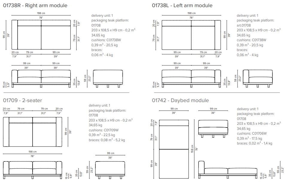 Секционный садовый диван с водоотталкивающими подушками TRIBÙ Vis à vis ARCH-00106248 - Вид №16