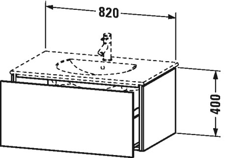 LC616201212 Тумбочка подвесная L-Cube #LC6162 820 x 534 мм Дуб брашированный, натуральный шпон Duravit - Вид №1