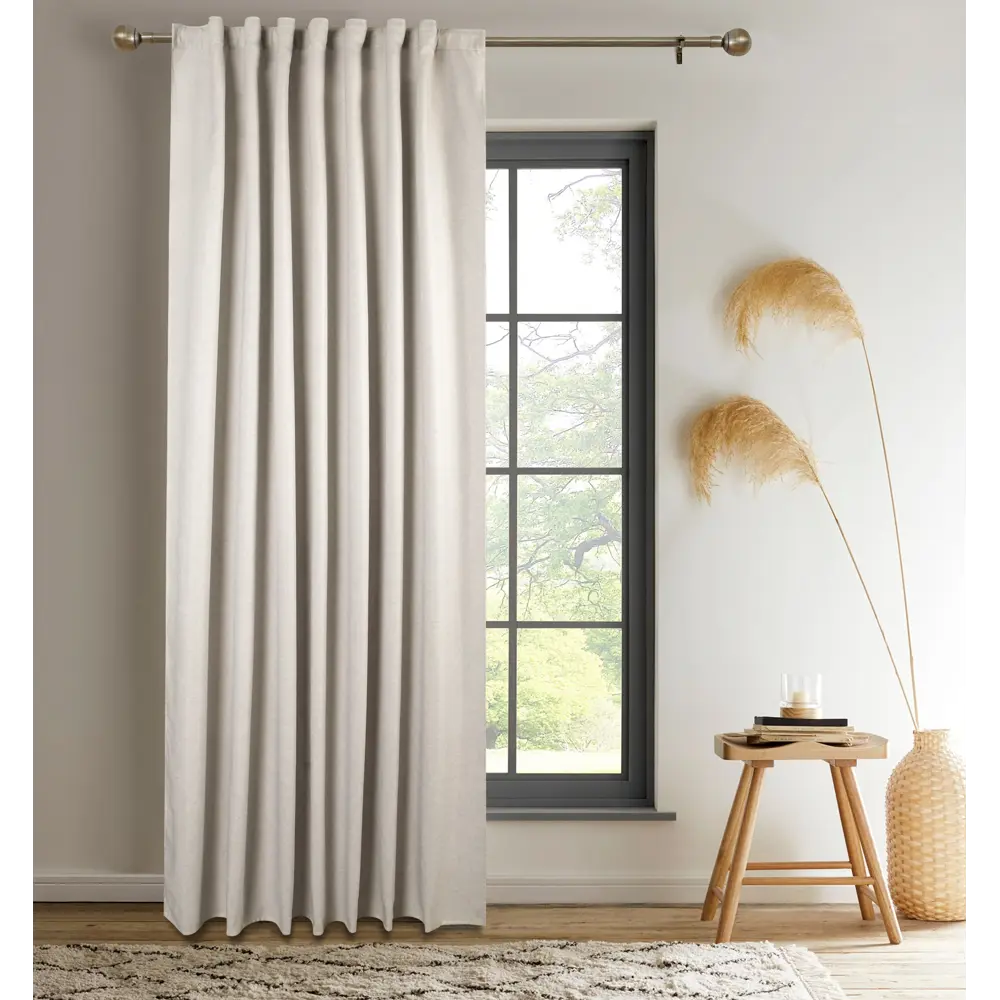 Штора Kreaforta Teora бежевая с лентой и скрытыми петлями 200x280 см 89405477 STLM-1572012