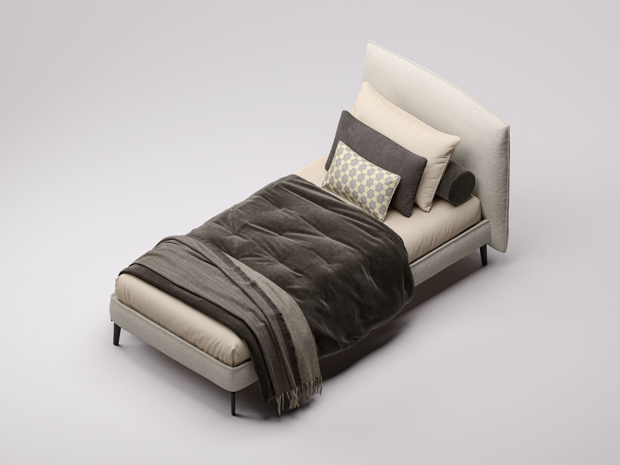 Односпальная кровать из ткани с мягким изголовьем Twils Logan ARCH-00110445 - Вид №4