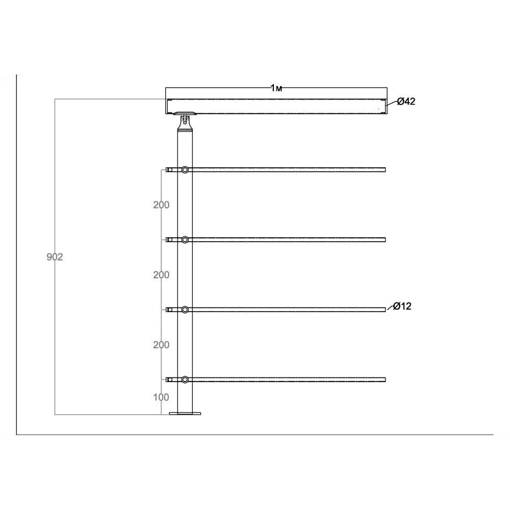 MONLID Ограждение лестничное 1 м из нержавеющей стали AISI 304 89370662 STLM-1409462 - Вид №4