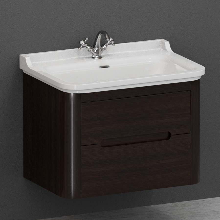 925646 База для раковины подвесная 80см с двумя ящиками из лакированного дерева, цвет Белая глазурь Kerasan Waldorf Италия 