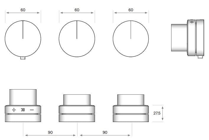 Термостатический смеситель для душа с 3 отверстиями из нержавеющей стали с переключателем COCOON Maison ARCH-00063081 - Вид №2