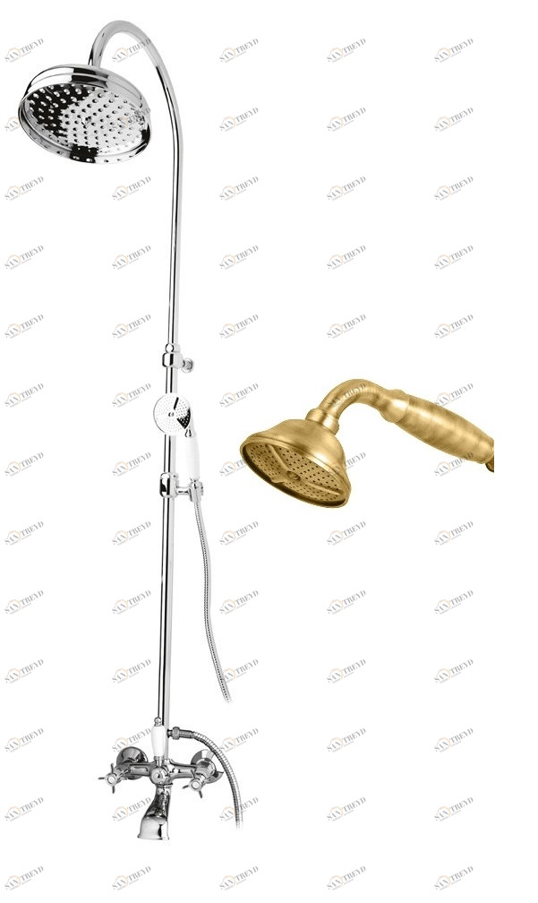Душевая стойка со смесителем, с изливом, верхним и ручным душем CEZARES LORD-CVD-02-M