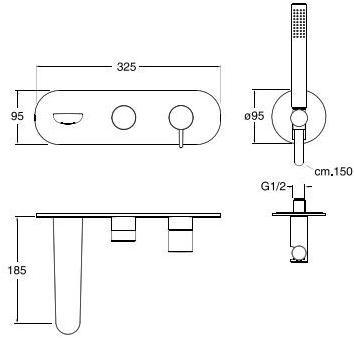 Однорычажный комплект для ванны с ручным душем Queen Criqe103 Santreyd - Вид №1