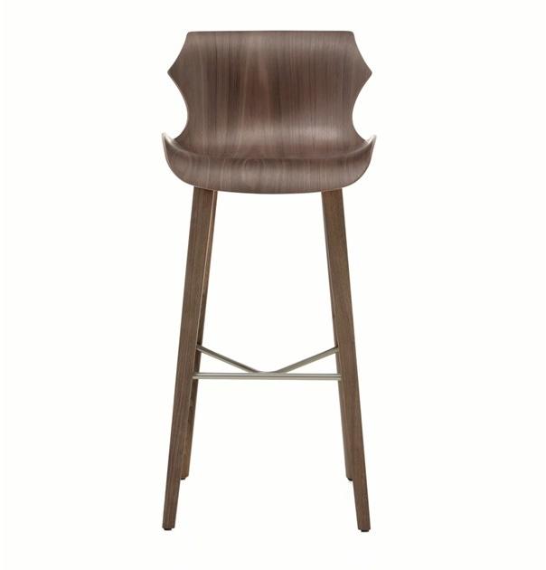 BassamFellows Барный стул из дерева со спинкой Petal Cb-293 - Вид №1