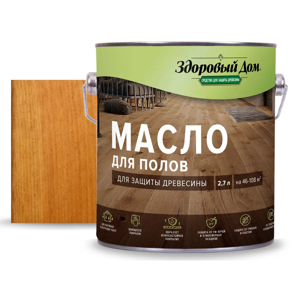 Масло для деревянных полов ЗДОРОВЫЙ ДОМ - натуральная защита цвета дуб 82336792 STLM-0024826
