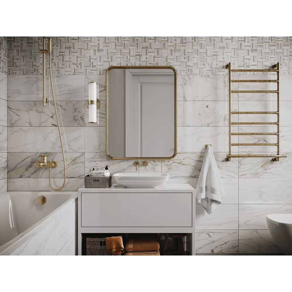 Плитка настенная Калакатта 25x75 см 1.5 м² матовая цвет белый 84789494 STLM-2048352 Santreyd  - Вид №3
