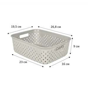 Корзинка для хранения Plast Team Rattan 26.8x19.5x9 см прямоугольная цвет молочный