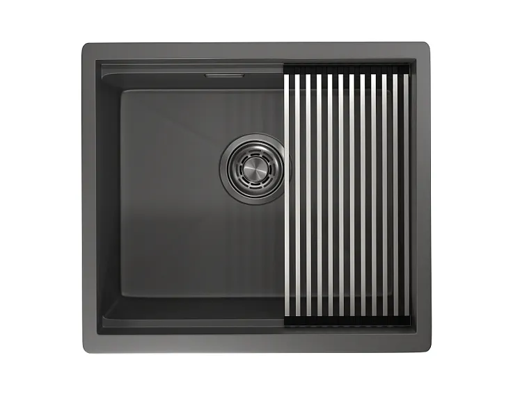 KS-5045U, ГРАФИТ МАТОВЫЙ, стальная кухонная мойка KITCHEN SPACE GRANULA KS-5045U-ST356 - Вид №2