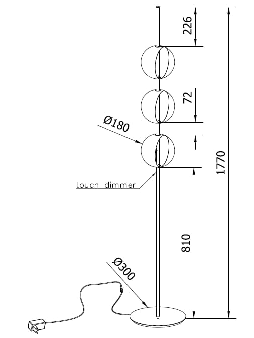 Стальной и стеклянный светодиодный торшер с диммером Bontempi Casa Sferatus ARCH-00066263 - Вид №4
