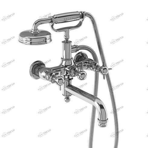 Смеситель для ванны настенный, ручки - крестики, хром [ARC19 CHR] Arcade Burlington ARC19 CHR