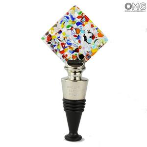 3544 ORIGINALMURANOGLASS Квадратная Бутылочная пробка Яркий Микс + коробочка - муранское стекло OMG  см