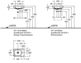271940000 Подвесная раковина настенная прямоугольная Keramag  белая  - Вид №5