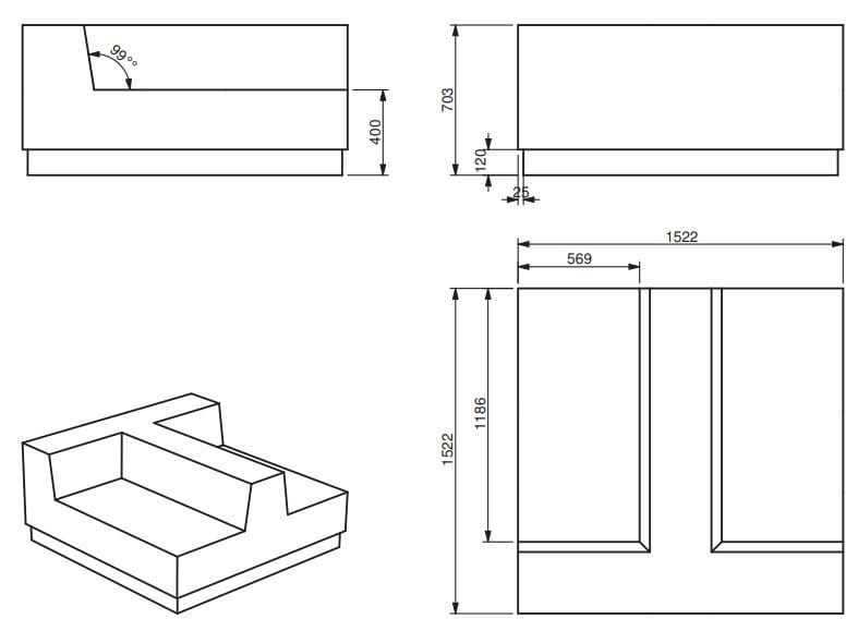 Двусторонний контрактный диван из пены QM Quinze & Milan Seattle Cross ARCH-00088795 - Вид №2