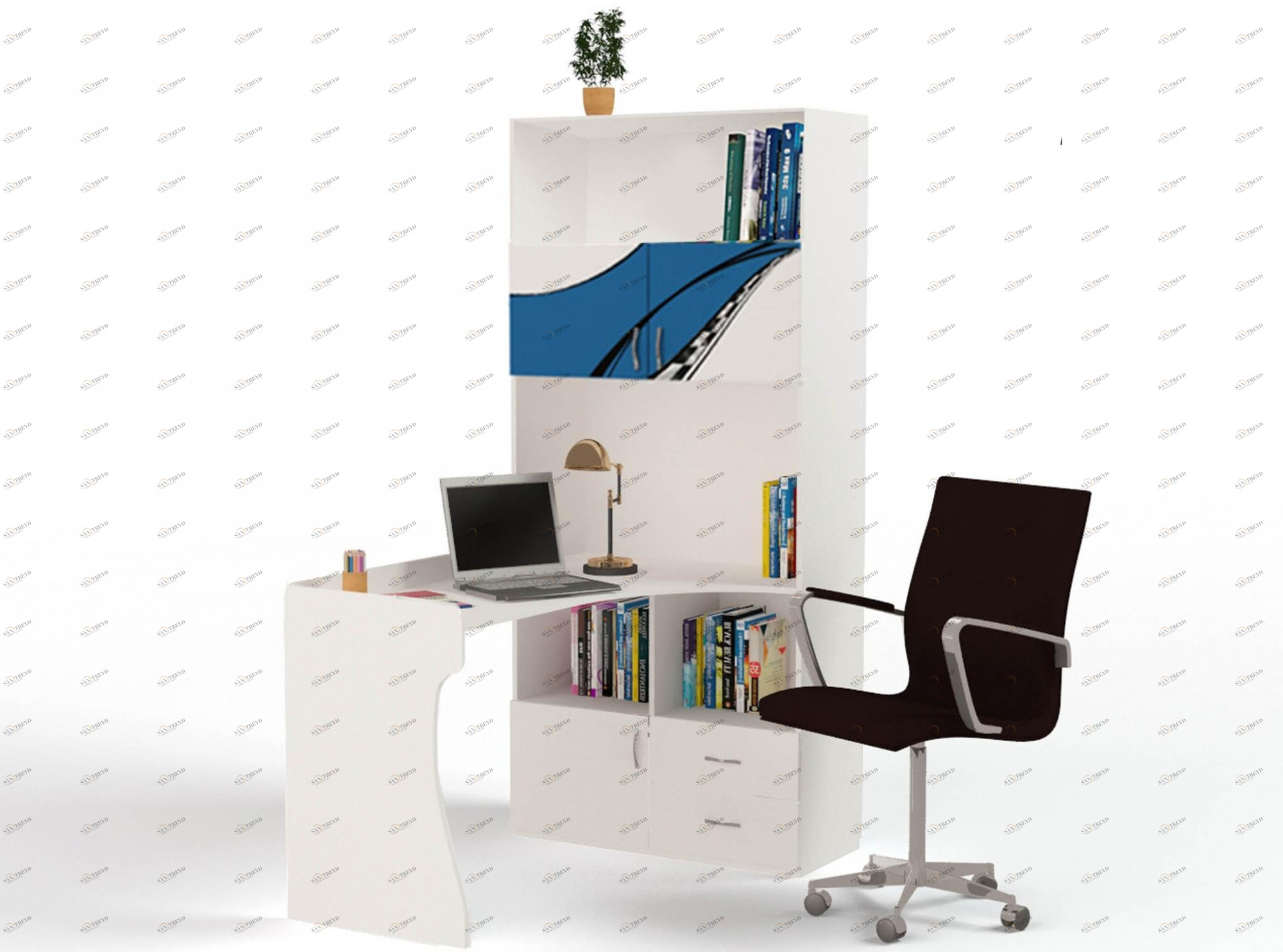 Стол-стеллаж ABC-KING La-Man, правый синий 4631148150829