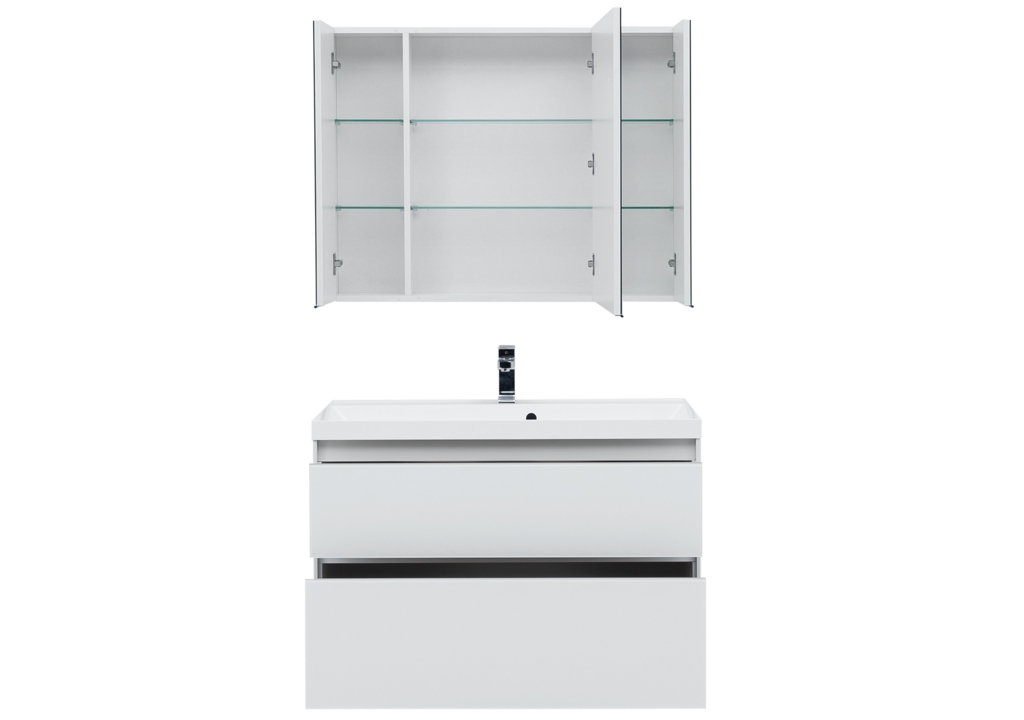 Мебель для ванной Aquanet Гласс 100 белый 0240468 - Вид №3