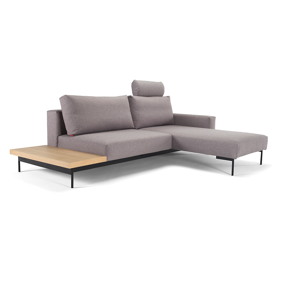 Диван Bragi с одним мягким подлокотником и столиком из дуба, светло-серый Innovation Living BRAGIT217 - Вид №5