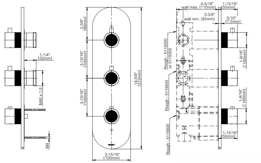Хромированный латунный смеситель для душа с пластиной Graff Cameo ARCH-00075050 - Вид №3