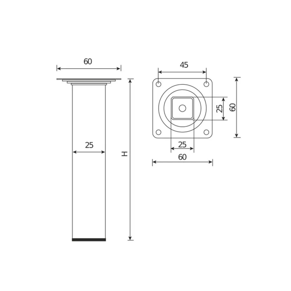 Ножка для мебели квадратная 250x25x25 мм сталь золото 89403618 STLM-2087504 Santreyd  - Вид №1