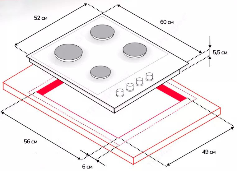 9093583 Газовая варочная поверхность Simfer H60Q40W471 STDN-0130459 - Вид №7