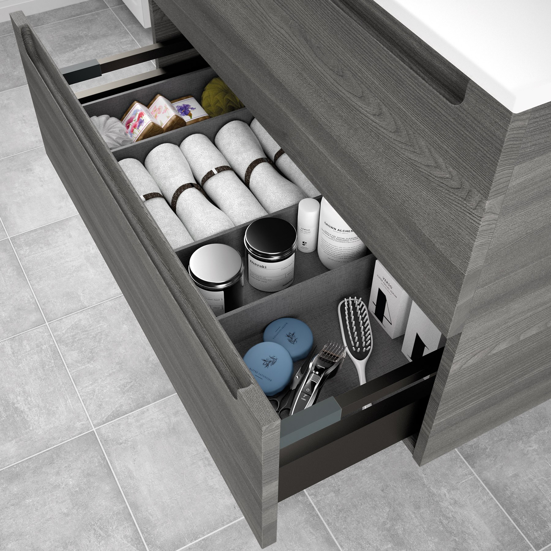 23448 SALGAR Мебель для умывальника MONTERREY 1000 2 металлических ящика ALSACIA 997 x 540 x 450 мм Эльзасия  - Вид №2