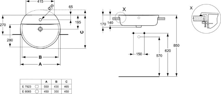 E806501 Раковина Ideal Standard CONNECT - Вид №2