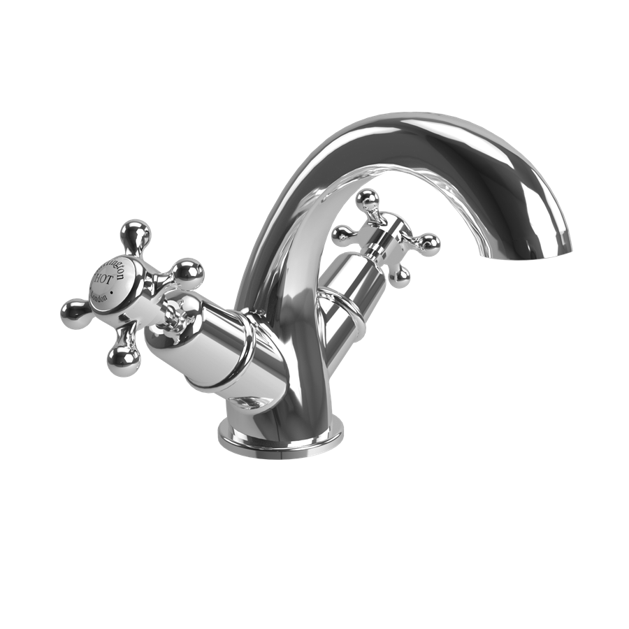 Burlington Claremont Смеситель для раковины Claremont Mono Четверть оборота с белым акцентом в золоте CL45-QT GOLD 