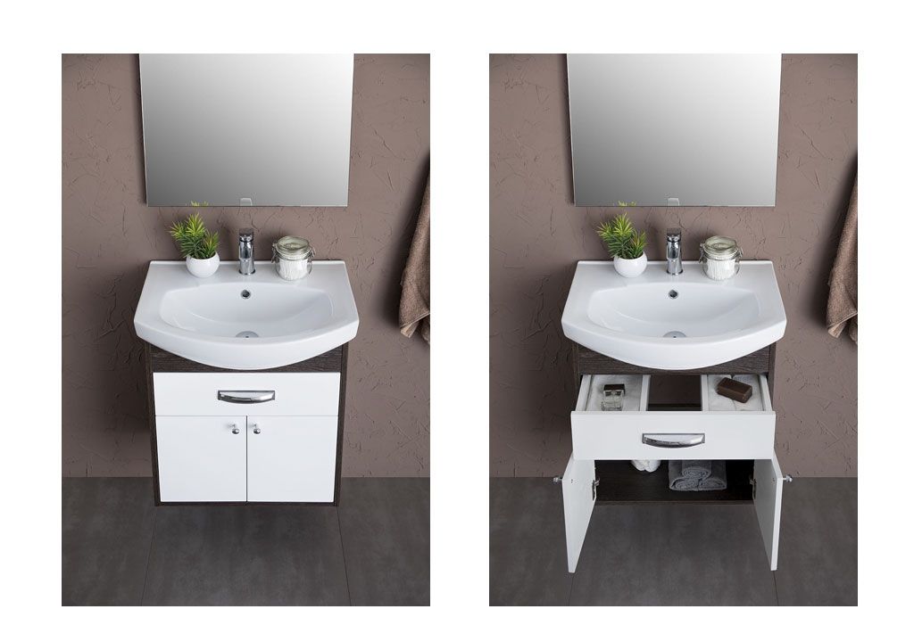 Тумба под раковину Aquanet Грейс 60 дуб кантербери/белый (1 ящик, 2 дверцы) sun-id-275350 - Вид №6