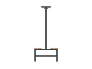 Стальная и деревянная скамейка для спортивных сооружений