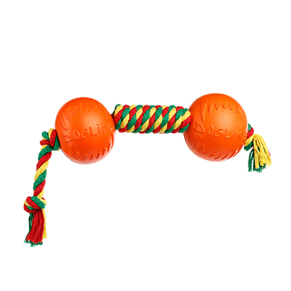 ПР0055330 Игрушка для собак Dental Knot Гантель канатная малая (Красный-желтый-зеленый) DOGLIKE  - Вид №2