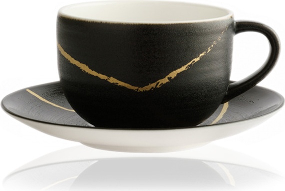 10672290 Royal Crown Derby Набор чашек чайных с блюдцем  Royal Crown Derby Эскиз. Черный 350мл, 6шт, фарфор Фарфор 