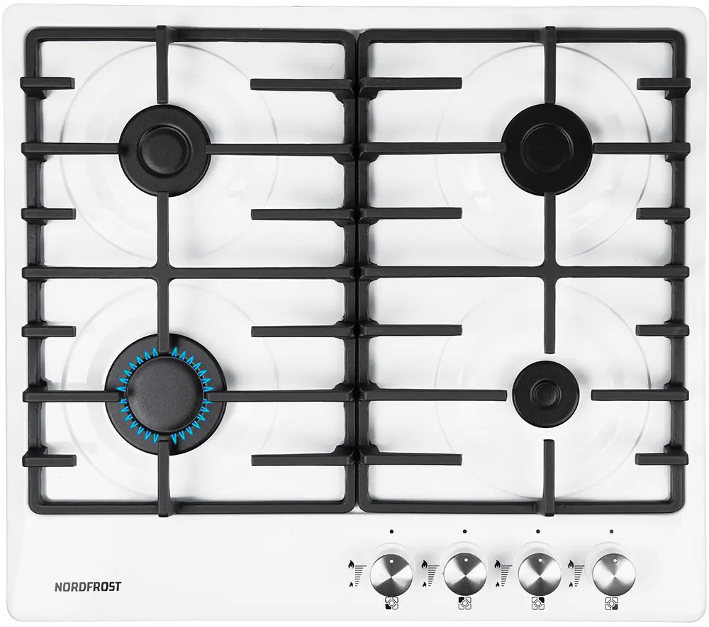 91113532 Газовая варочная панель Nordfrost HS 6041 W 58.50 см 4 конфорки цвет белый STLM-0490887