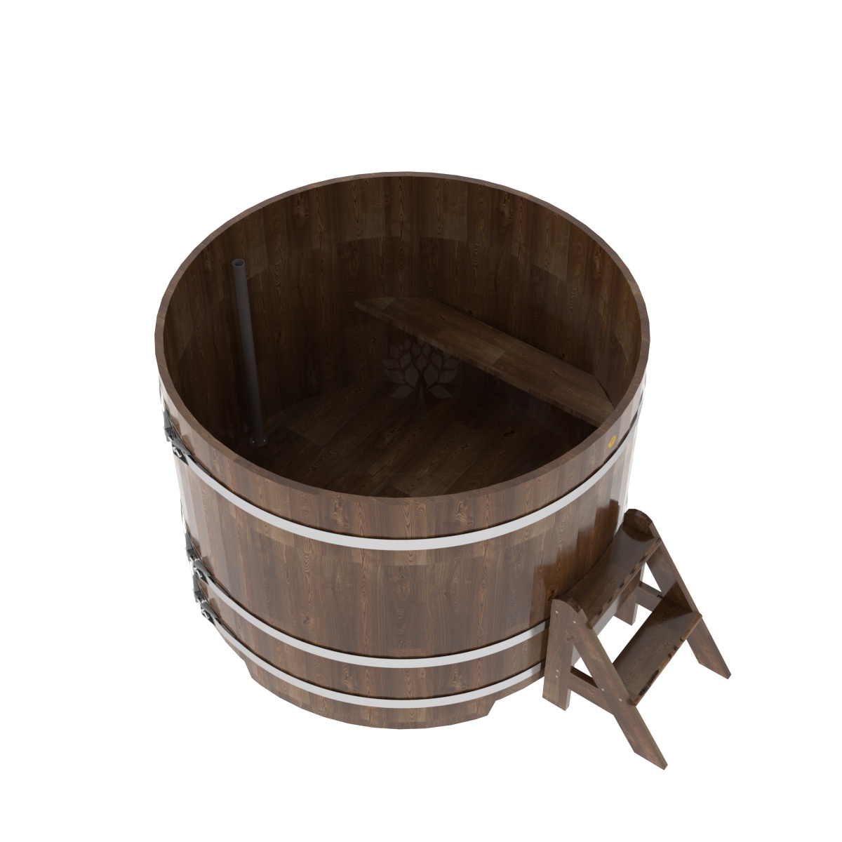 1522 Купель круглая из сращенных ламелей лиственницы d=1,50х1,1 морёная Alyarus  - Вид №1