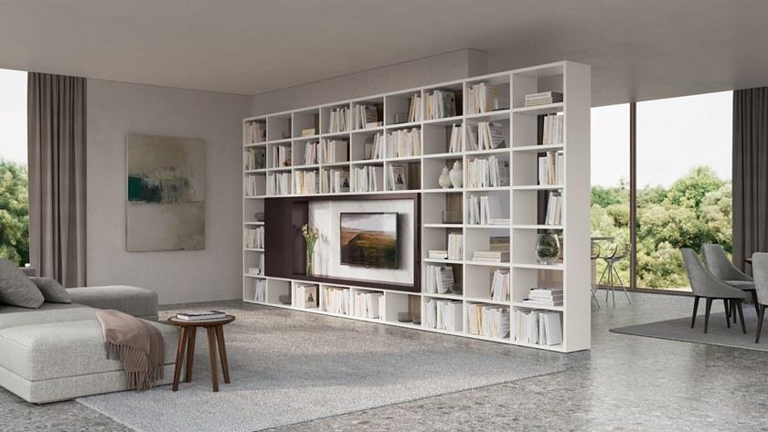 Febal Casa Открытый книжный шкаф из меламина с подставкой под телевизор sun-id-1428373 - Вид №4