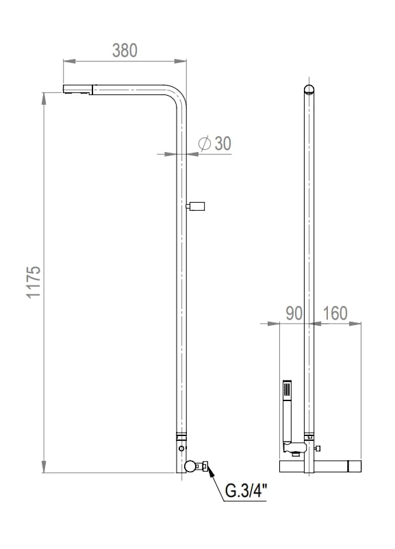 Нержавеющая сталь наружная душевая колонна / душ Ama Luxury Shower DORIDE ARCH-00023945 - Вид №6