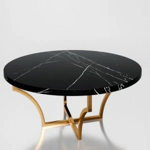 Журнальный столик круглый с черной мраморной столешницей на основании латунь 100 см "Роуч" АЛЕТАН  350915 Черный
