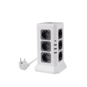 90799521 Удлинитель бытовой Rocketsocket Tower Extended GNS5004 12 розеток с заземлением 4 USB 3A+C с блоком 5В/3.4А 2 м цвет бел STLM-1523717