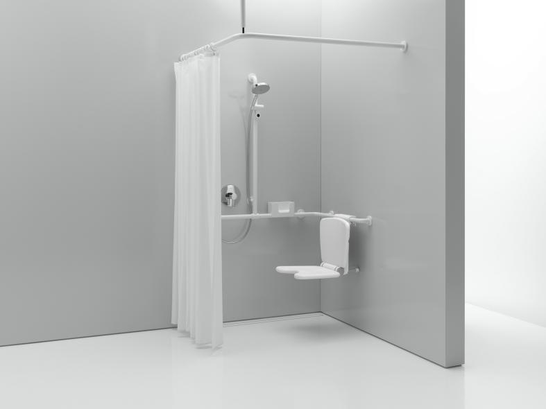 801.34.1062 Карниз с потолочным подвесом и занавеской для душа HEWI Serie 477/801  - Вид №2